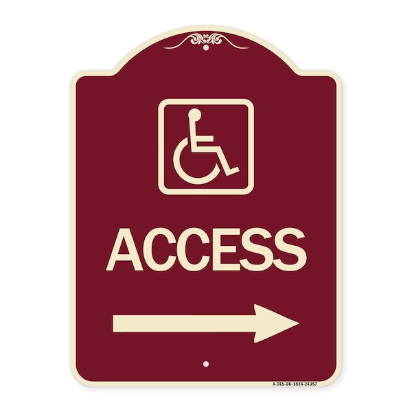 Signmission Access W/ Updated Isaand Right Arrow Heavy-Gauge Aluminum Architectural Sign, 24" H, BU-1824-24357 A-DES-BU-1824-24357 - main
